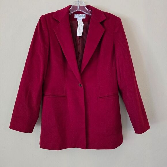 Saks Fith Avenue Folio Collection Blazer Burgundy size 4 wool and Silk Blend - Picture 2 of 12